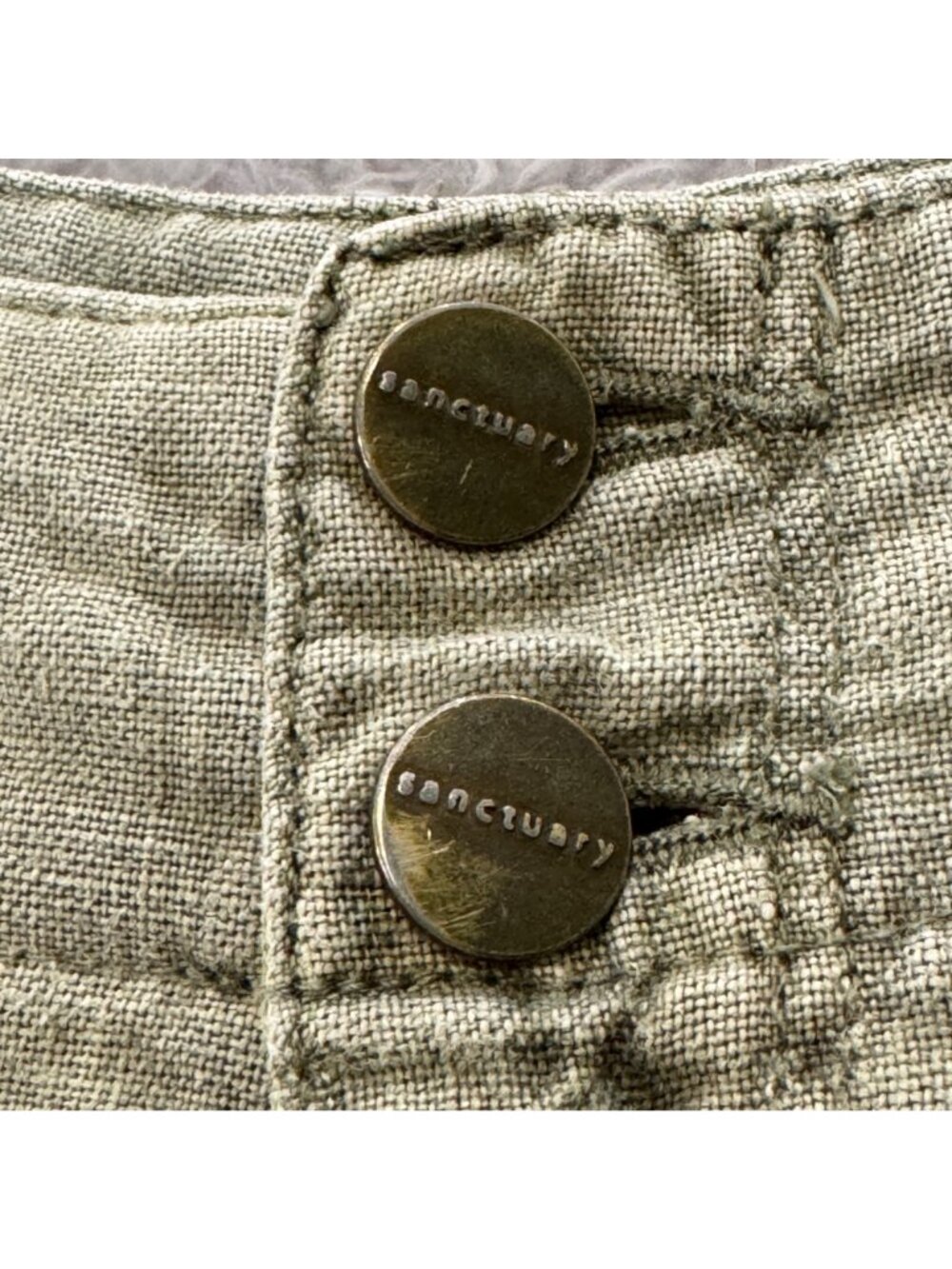 Sanctuary Terrain Crop Linen Size 26 Cargo Pants "Fatigue" Color Toggle Ankle - Picture 7 of 12